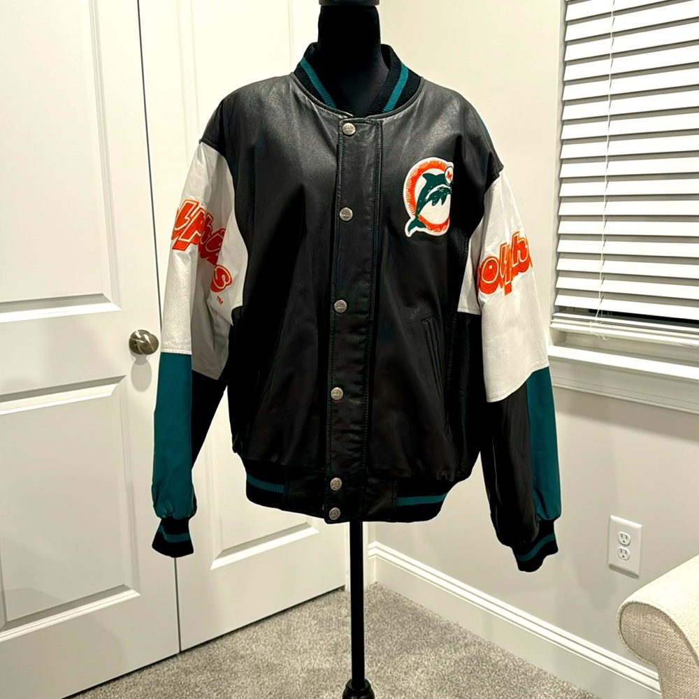 Gill and Carl Banks Miami Dolphin real lather jacket.